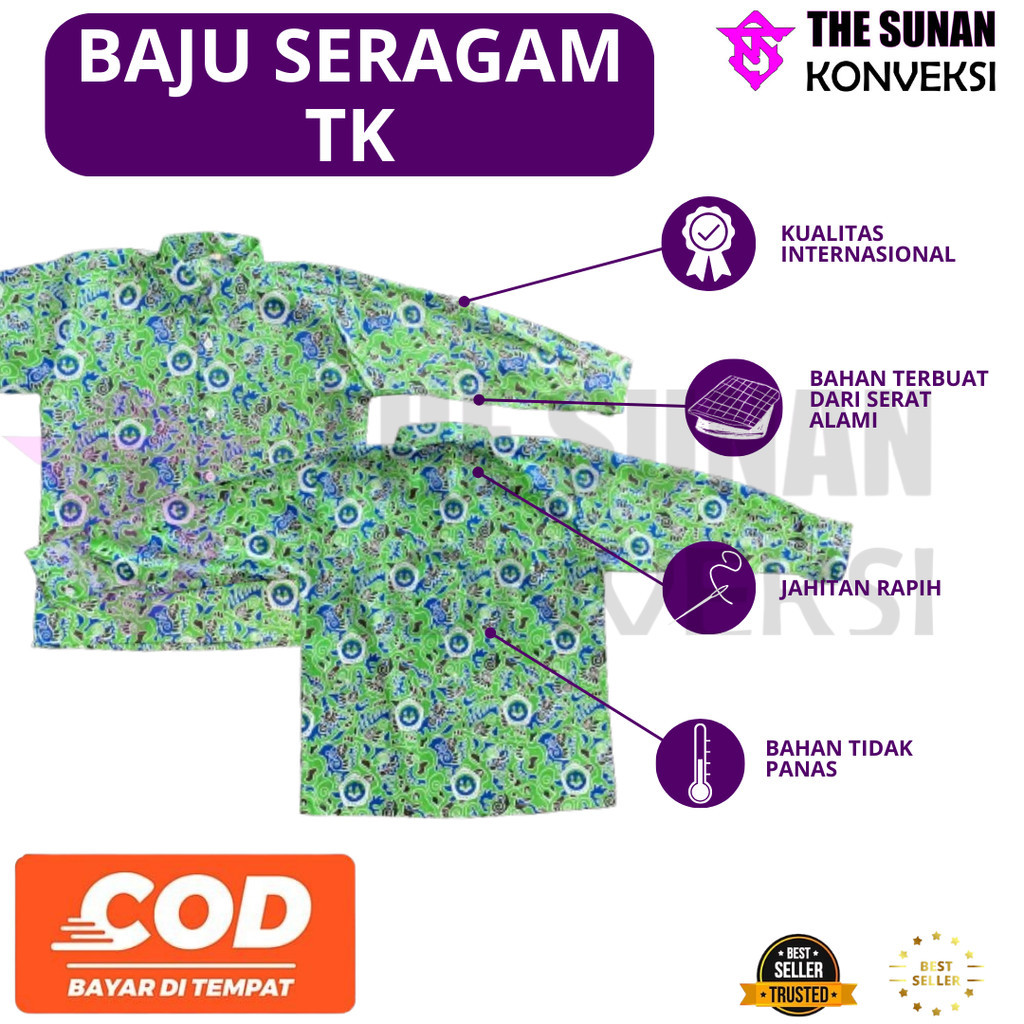 BAJU SERAGAM BATIK HIJAU TK  SERAGAM BATIK HIJAU TK  SERAGAM TK  BAJU BATIK TK  BATIK HIJAU TK