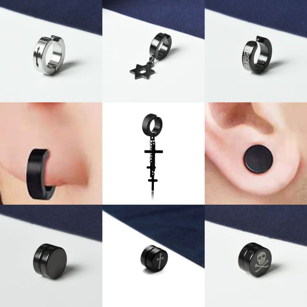 Anting Jepit Magnet Tanpa Tindik / Anting Clip Pria Wanita / Anting Fashion