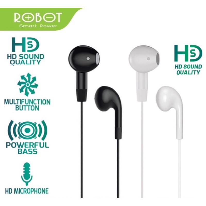 ROBOT Headset RE50 Original Handsfre Tanpa Karet Earphone Non Busa Headset Superbass Mic Handsfre Te