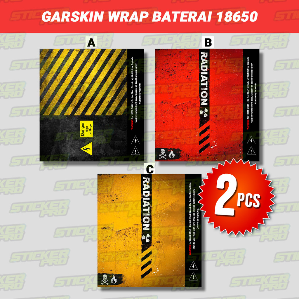 

Stiker Garskin Wrap Baterai Battery 18650 - WARNING