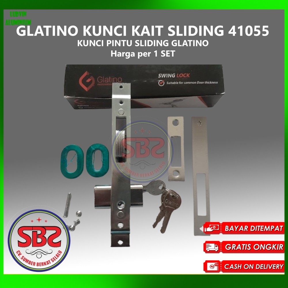 GLATINO Kunci Pintu Sliding KAIT Glatino 41055 / Kunci Pintu Almunium Sliding / Kunci Kait Pintu