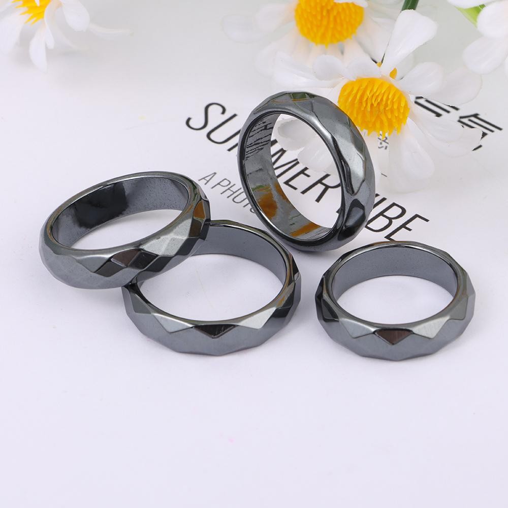 Hematite Ring for Women Men Unisex Black Hematite Stone Ring Anxiety Balance Root Chakra absorbs Neg