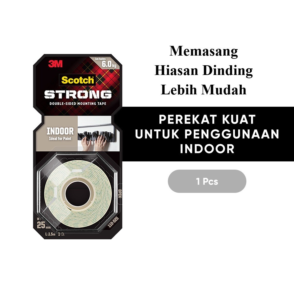 Double Tape 3M Perekat kuat Hiasan Dinding dan serbaguna 25mm x 1.5m
