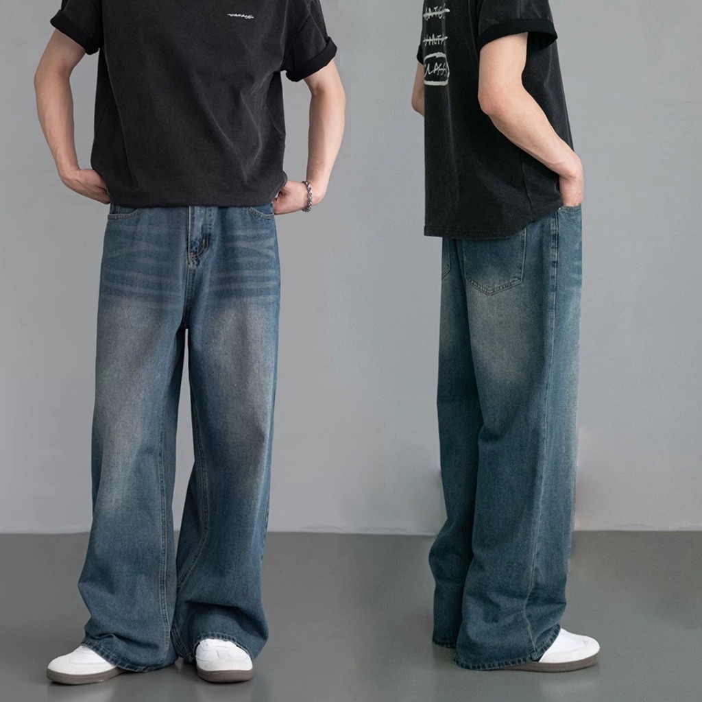 Celana Jeans Pria Panjang Baggy Pants Straight Celana Denim Dewasa Kulot Loose Fit Jumbo