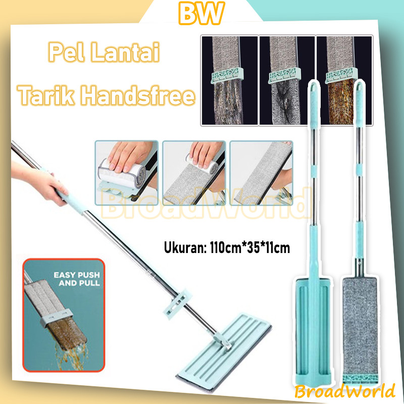 Pel Lantai Tarik Handsfree /alat pel tarik peras otomatis ultra flat mop/Alat Pel Lantai Tarik Peras