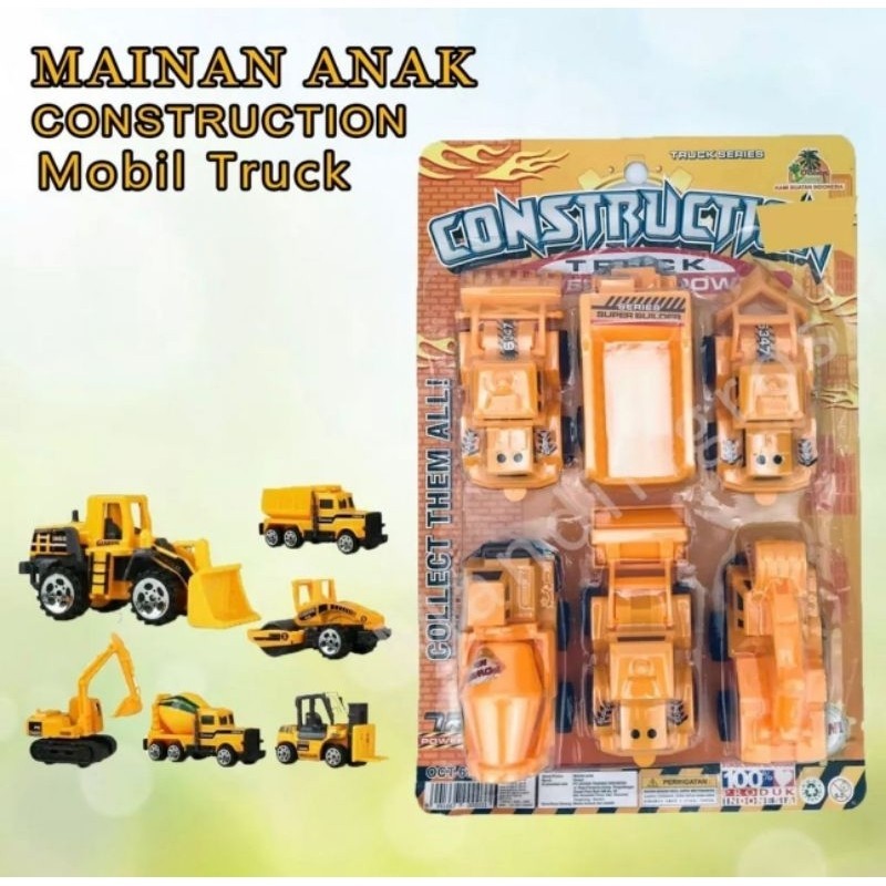 Mainan Anak Construction excavator Bego set Kendaraan Mainan Molen Mixer Toys