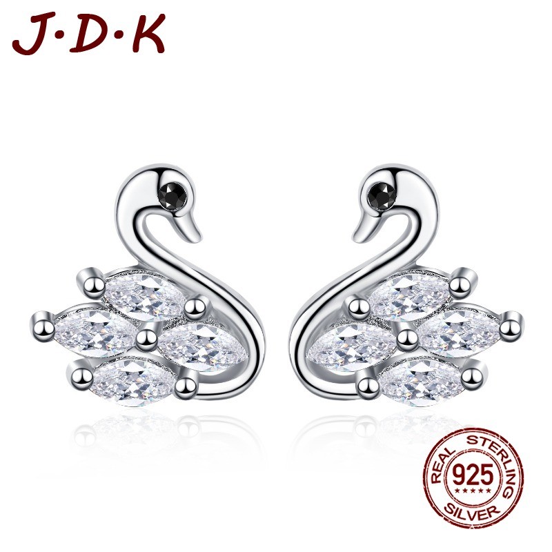JDK S925 Anting Pejantan Perak Hadiah Hari Valentine Baru Angsa Wanita