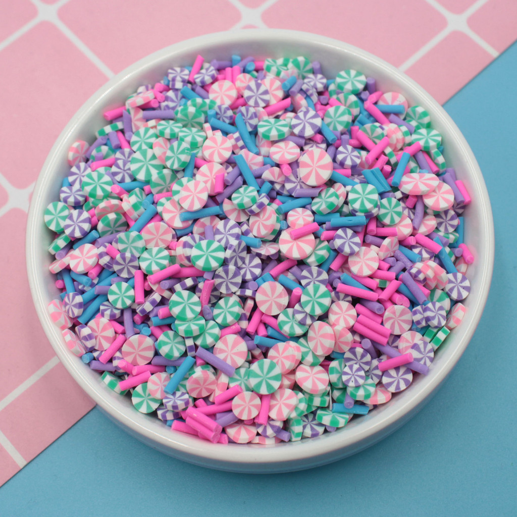 

100g/Lot Peppermint Candy Slices Polymer Clay Soft Pottery Sprinkles for DIY Crafts Accessories