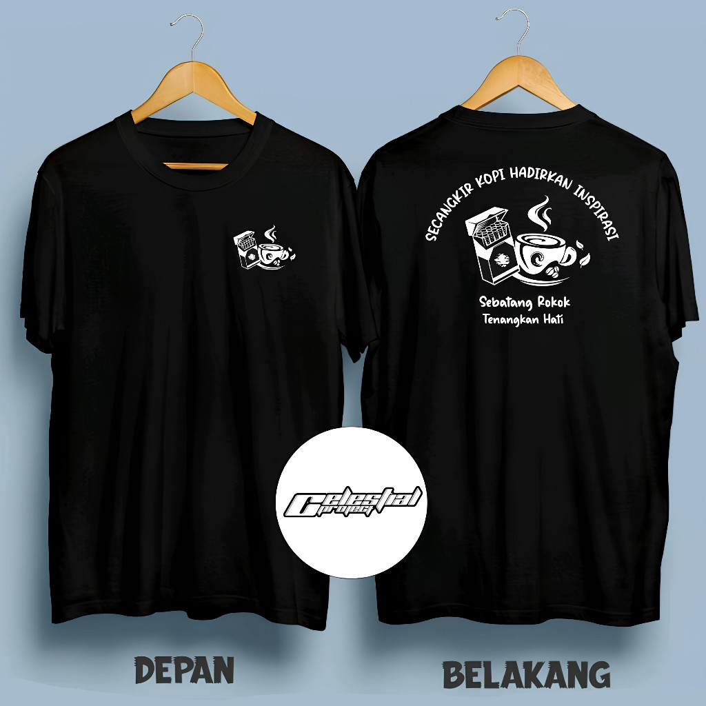 Kaos Kopi & Rokok - Kaos Distro Cotton Combed 30s - Kaos Pria/Wanita