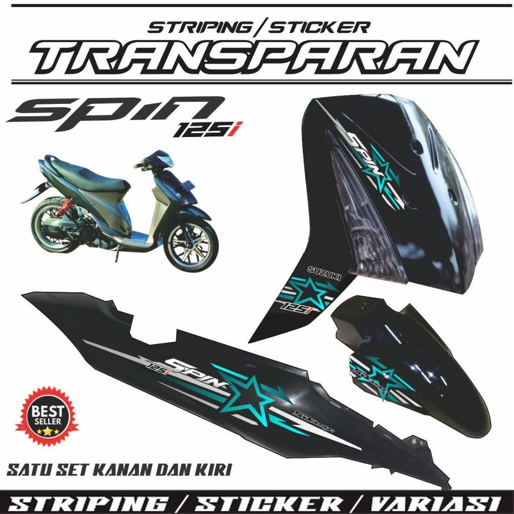 STIKER / Sticker Transparan Uv Motor Spin 2009 Striping Bintang Keren Cod