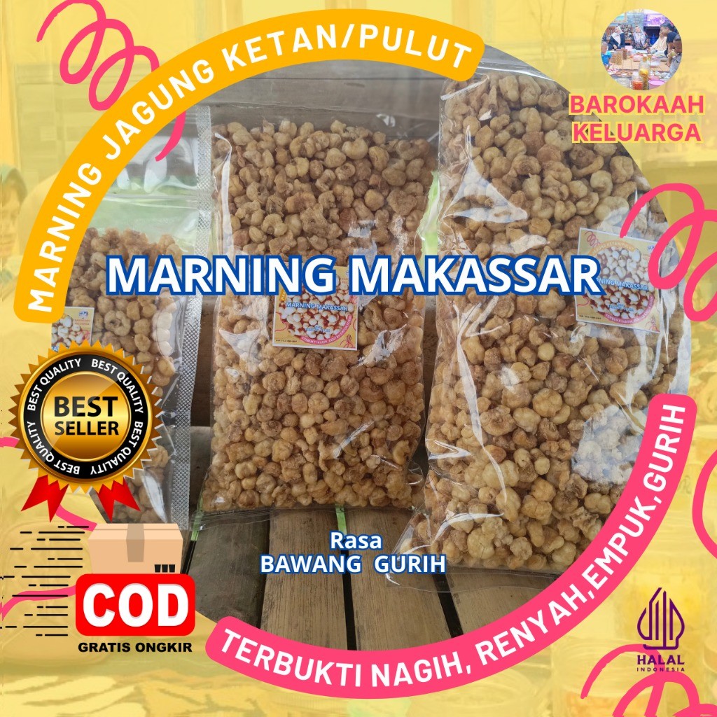 

1 Kg Makaroni Marning Sultan Khas Makassar Jagung KETAN Utuh Renyah KRES GURIH empuk Murah Mantap