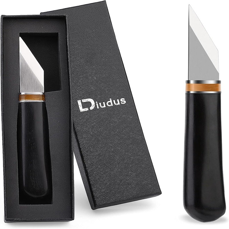 

1Pc Stainless Steel Leather Cutting With Wooden Handle And Storage Box DIY Handmade Leather Craft Accessories Tool