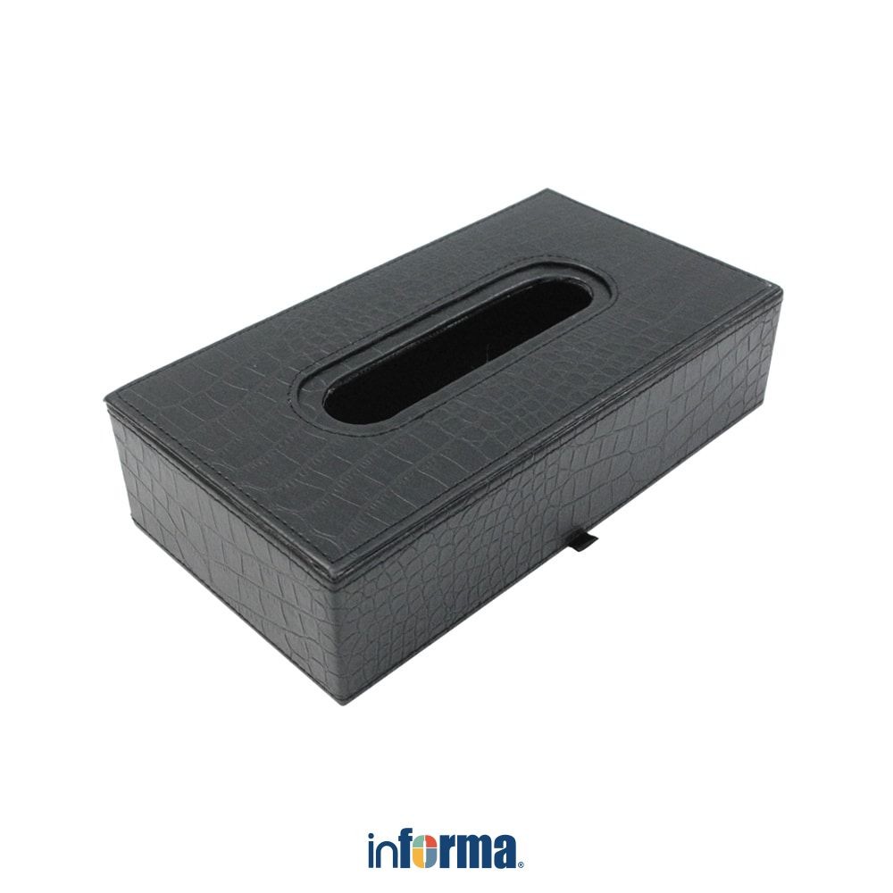 Informa Kotak Tisu Kulit Croco 3119S - Hitam Tissue Box Holder Aesthetic Wadah Penyimpanan Tisyu Per