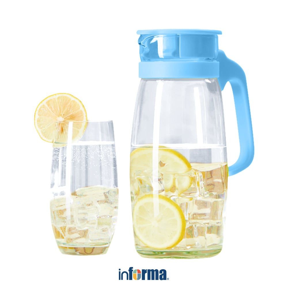 Informa Libbey Set 5 Pcs Sereno Teko Minum & Gelas - Biru Set Water Jug With Glass Pitcher Dengan Tu