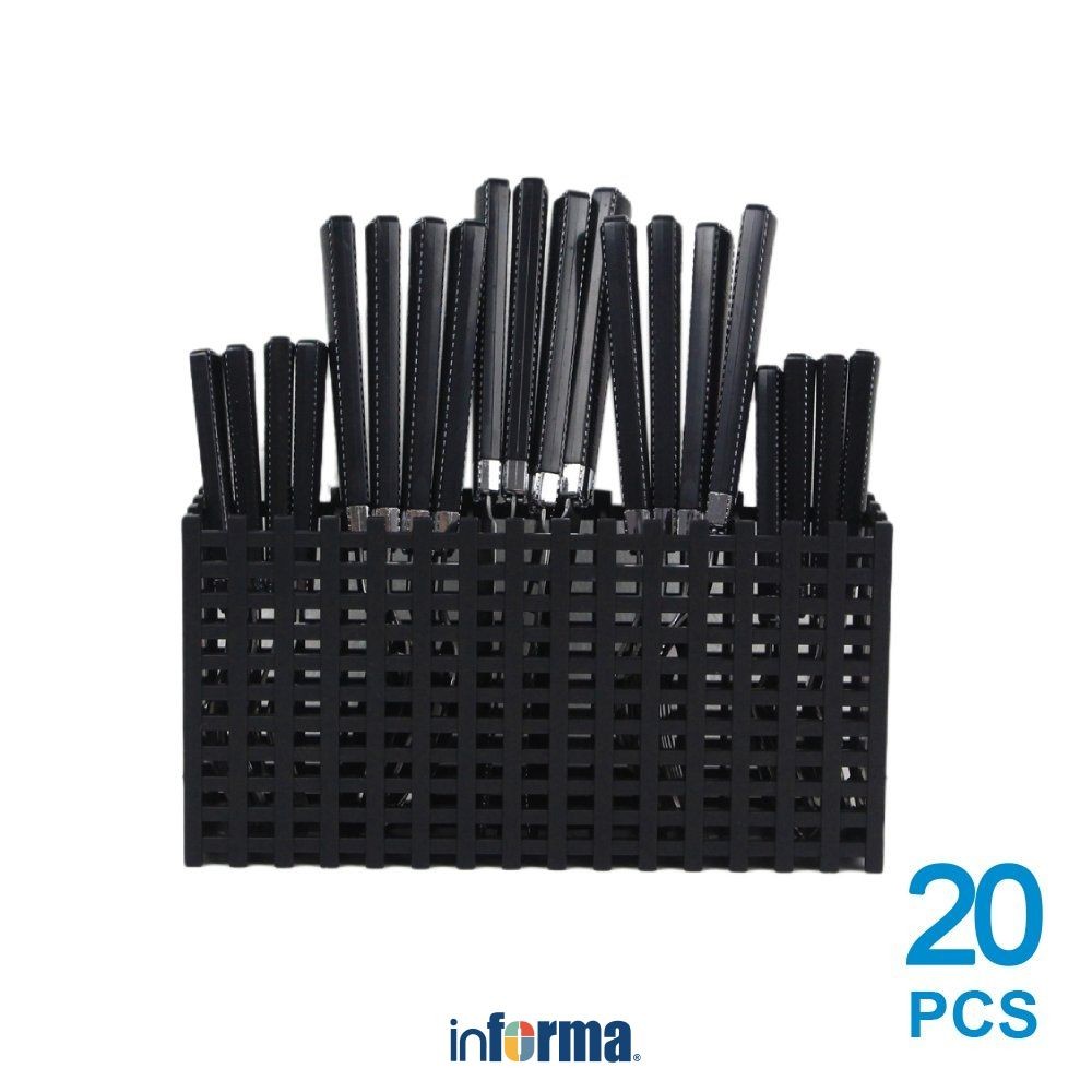 Informa Appetite Set 20 pcs Hudson Alat Makan Dengan Tempat - Hitam Pisau Makan Spoon Fork Cutlery L