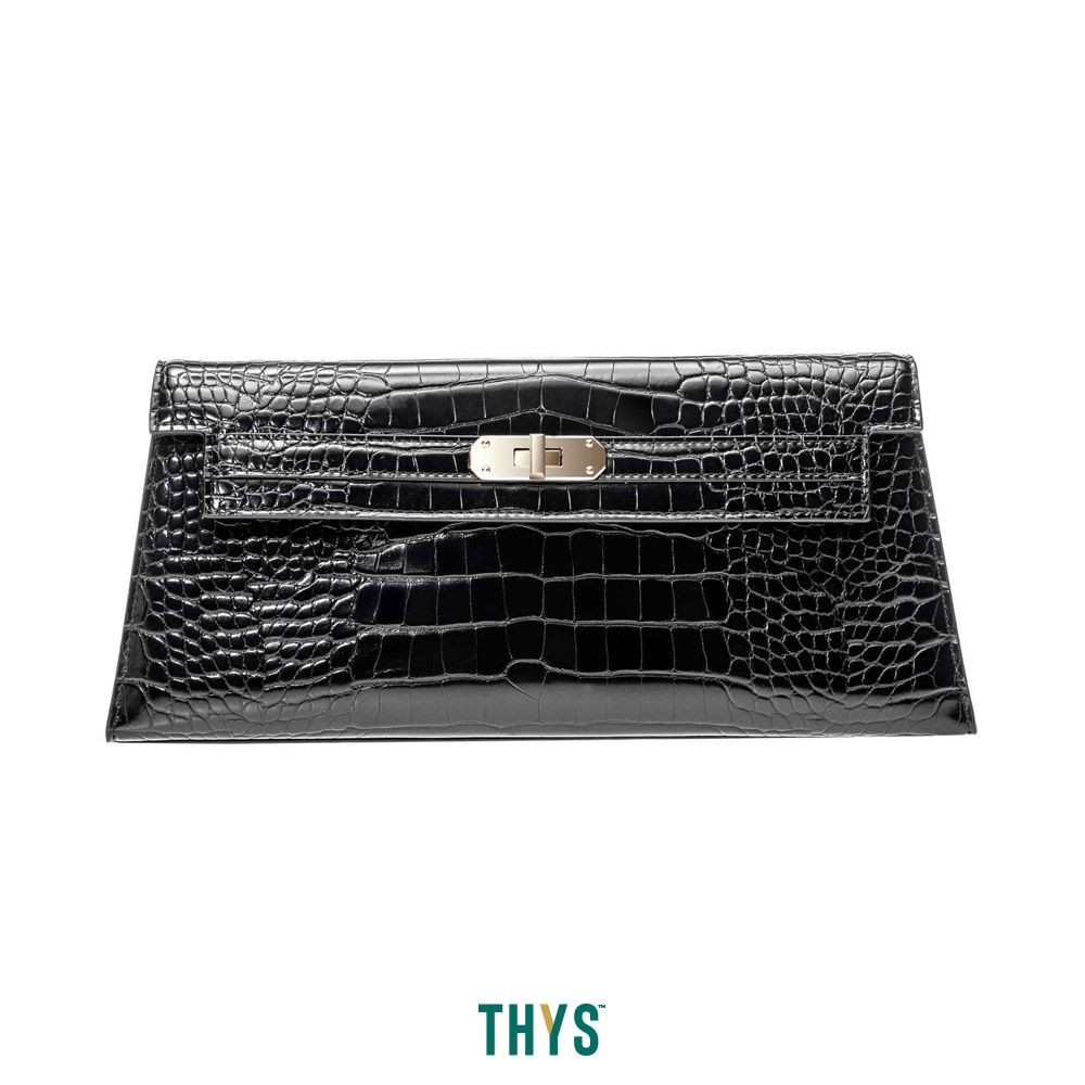 Susen Ukuran L Croco Tas Selempang Turn Lock 2015 - Hitam