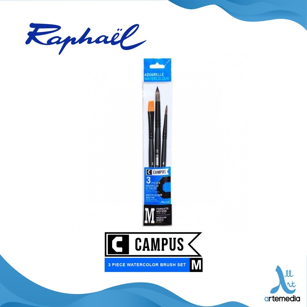 

Gramedia Surabaya - Raphael Campus Watercolor Brush Set 3 Synthetic Short Handle