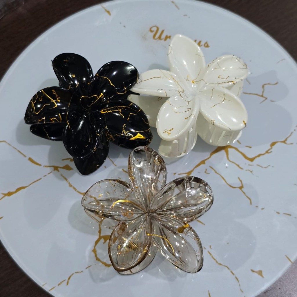 Aksesoris Rambut Jedai Bungan Kemboja Bali Premium Motif Bening Transparan Jepitan Glossy