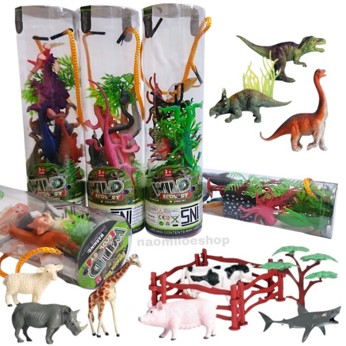 WILD ECOLOGY mainan hewan tabung mika 10pc mainan figurin hewan MAINAN ANIMAL dinosaurus tabung MAIN