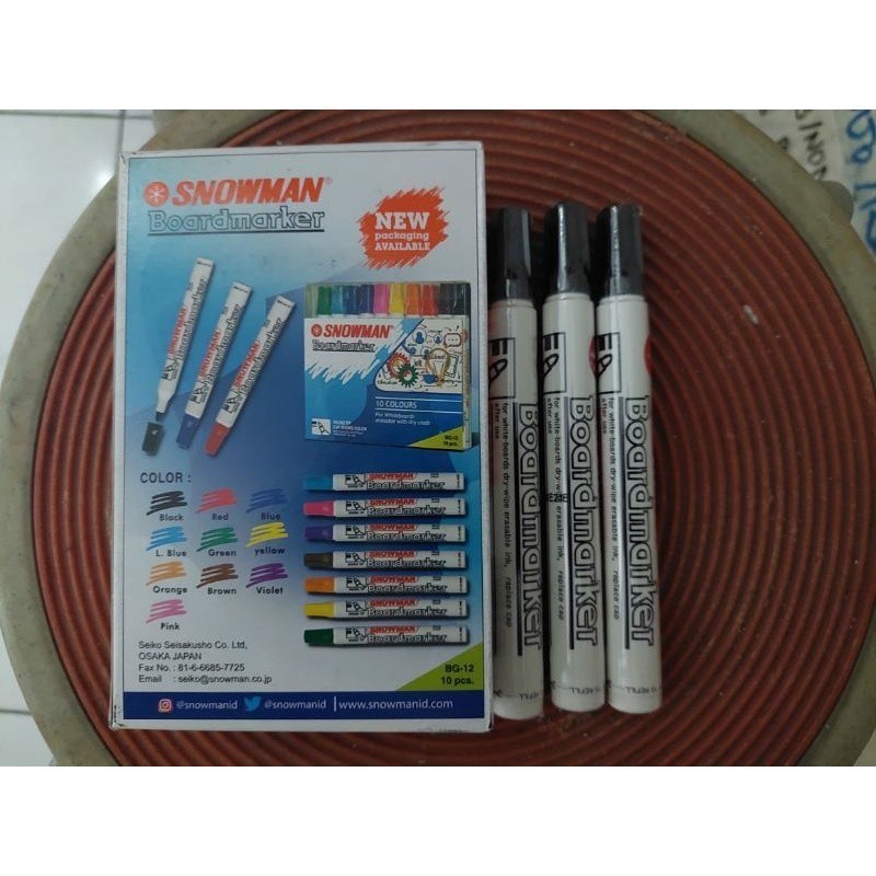 

[PCS] SPIDOL WHITEBOARD MARKER SNOWMAN BG12 HITAM / SPIDOL PAPAN TULIS / BG-12 BOARDMARKER /SPIDOL SNOWMAN BG-12 - AMR