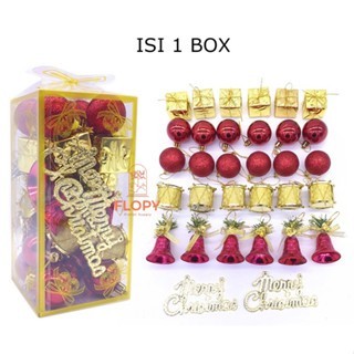 

[ 32 PCS ] Christmas Ball Mix / Hiasan Bola Natal Campur - Merah Gold