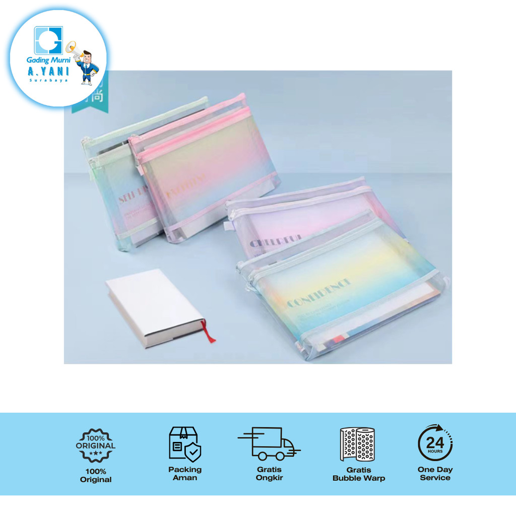 

KINHSHION ZIPPER A4 3D DOUBLE LAYER MW 74221 WARNA CAMPUR