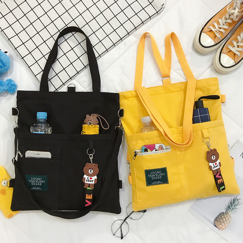 Totebag Kanvas Nikoni Bear Niche Tali Bahu Serbaguna Tas Sekolah kuliah Kantong Tas Wanita Kekinian 