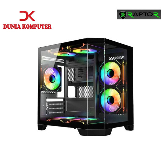 CASING RAPTOR AQUA CLEAR INCLUDE 3 FAN RGB / CASE  RAPTOR AQUA CLEAR BLACK