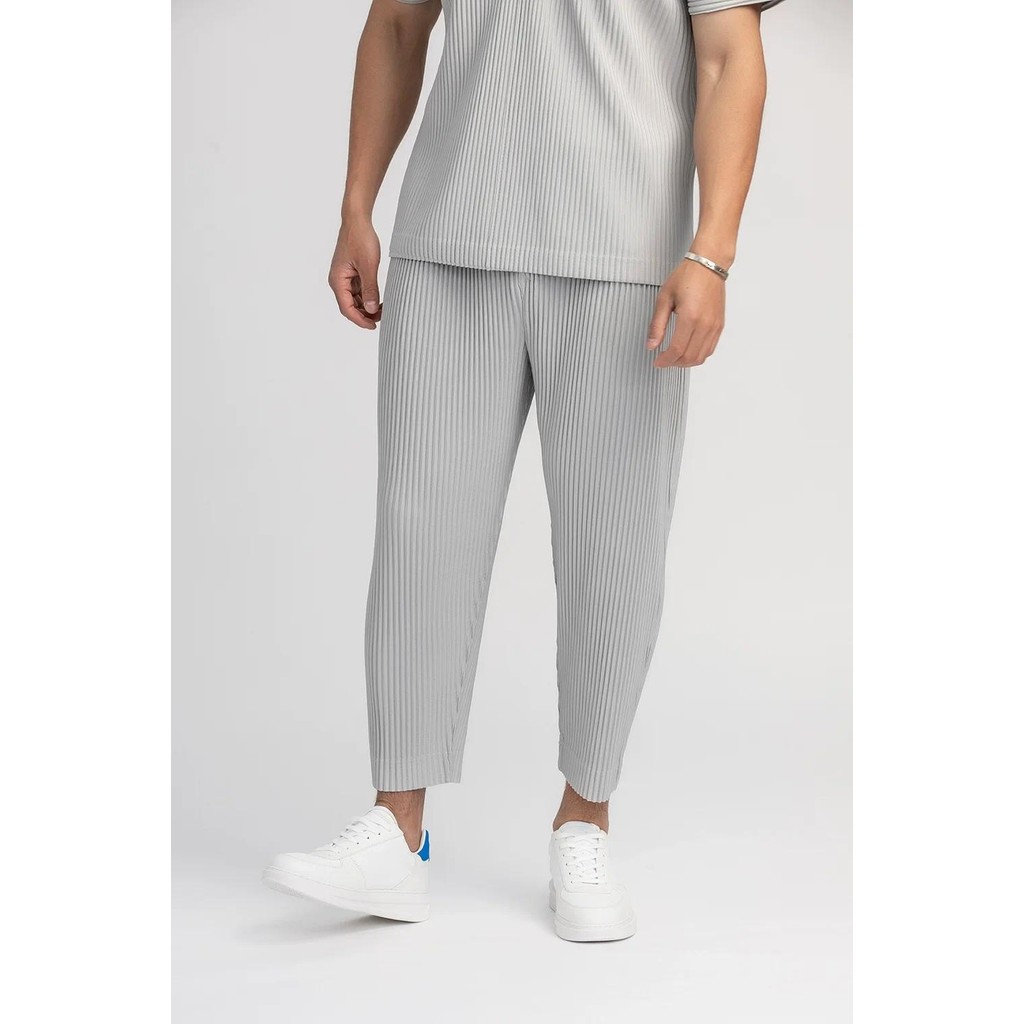 Miyake Pleated Pants Solid Tapered Pants Pencil Pants Fourseason Casual Bottoms Japenese Streetwear 