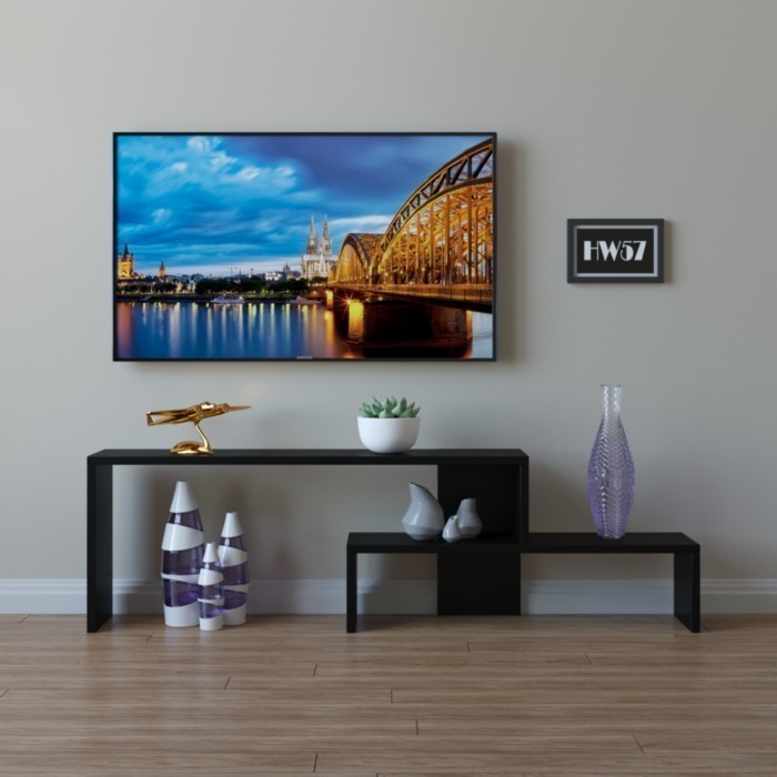 Rak Tv Meja Tv Minimalis Rak Dinding Rak Gantung Rak Buku - putih hitam