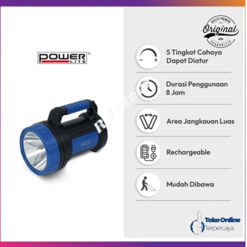 Powerlite Senter Led Rechargeable 7 Watt/lampu senter/lampu emergency