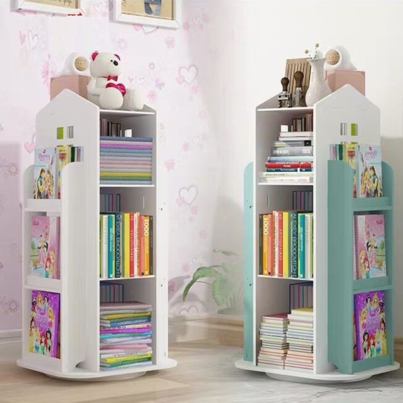 Creative Floor Bookcase Children's Illustrated Bookcase Rotating Bookcase Kindergarten Baby Shelves 