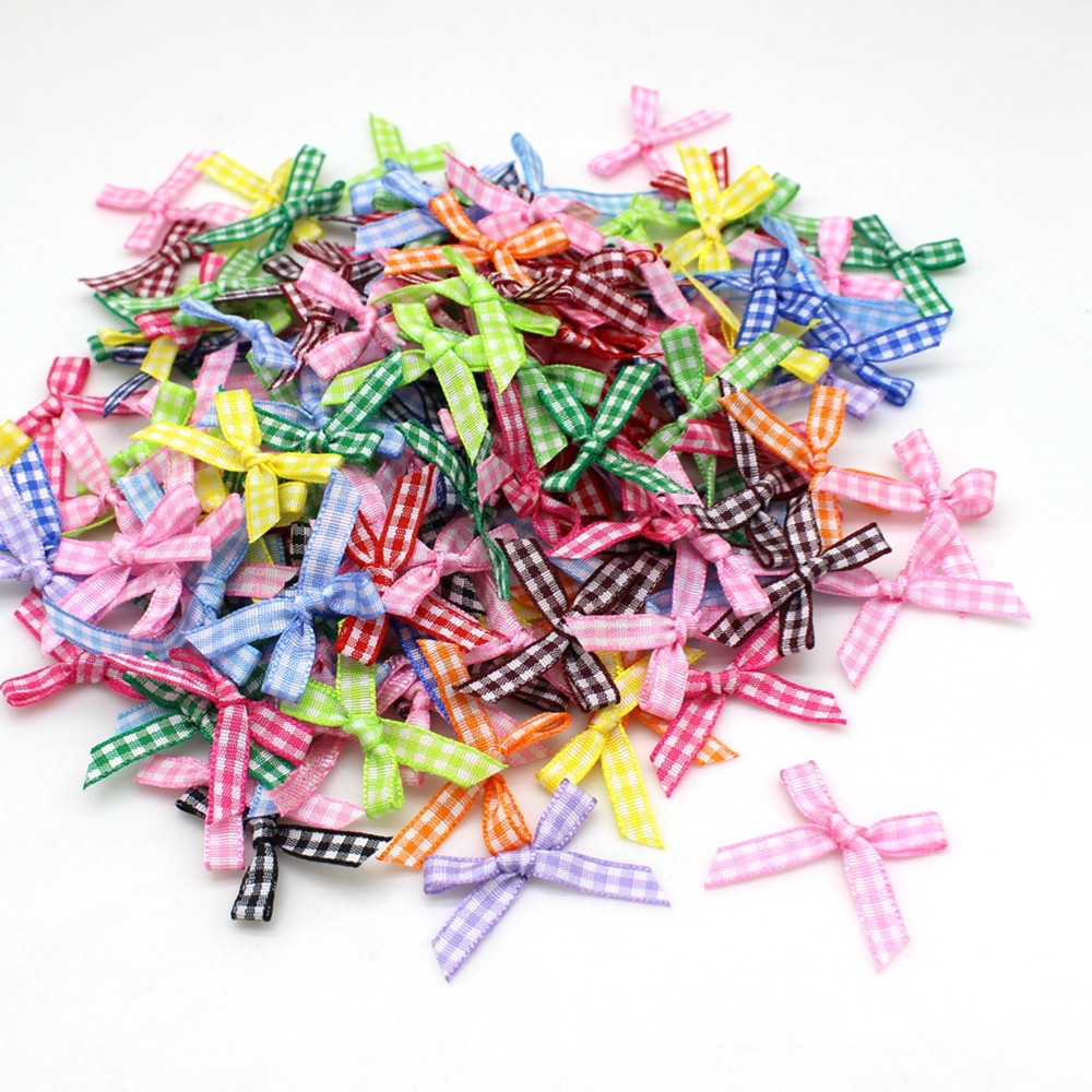 

100pcs /lot 7mm Ribbon Bows Small Size Satin Ribbon Bow Flower DIY Crafts Flowers Bows Gift Craft Decoration Upick