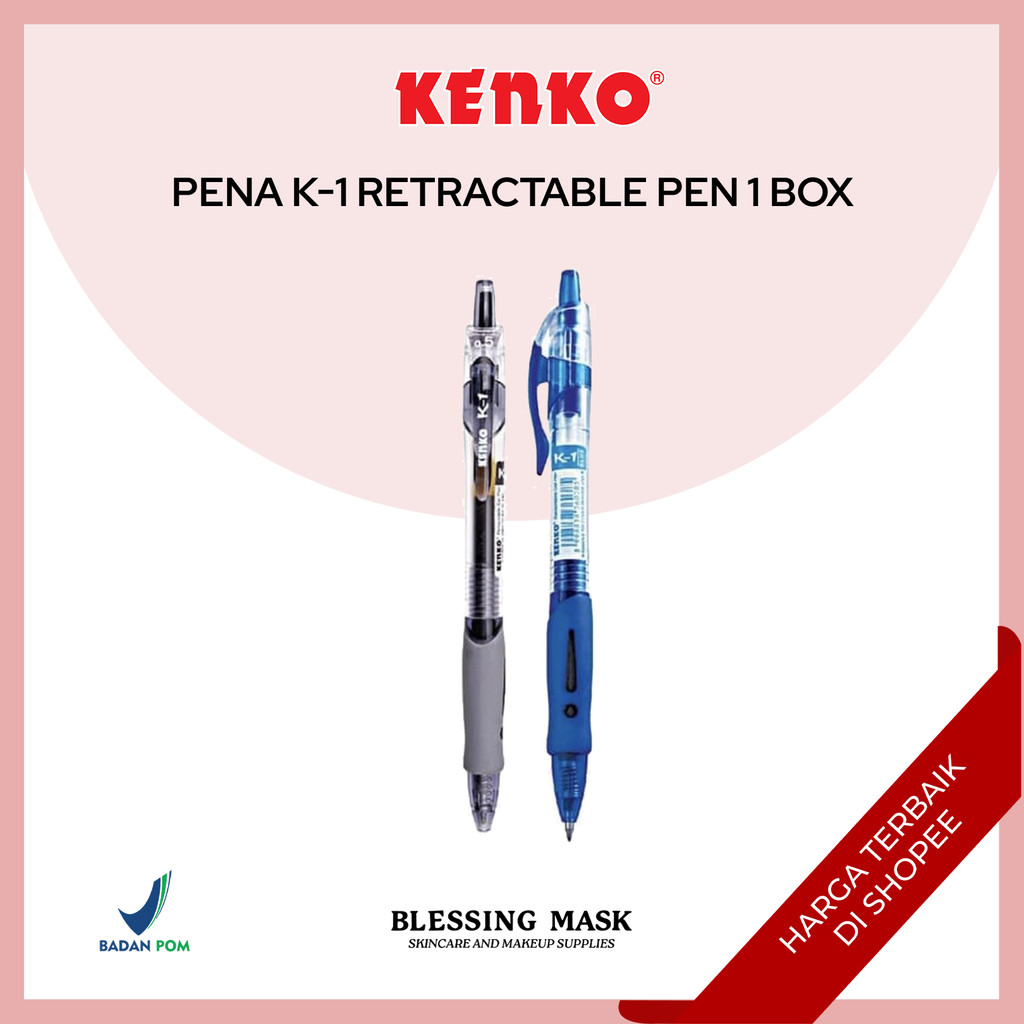 

KENKO Gel Pen K-1 Retractable | Pulpen Pena Bolpoin Hitam Biru Merah Kenko | 1PACK : 12PCS | ATK Blessingmask