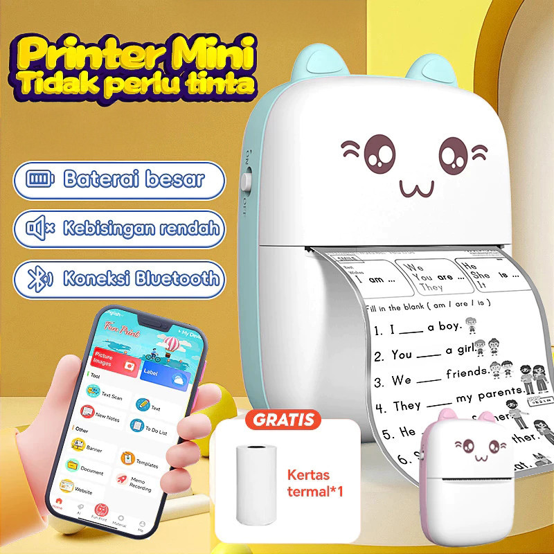 Mini Cute Printer Thermal Bluetooth Label Picture Kertas Portable Pocket Bluetooth Print Printer