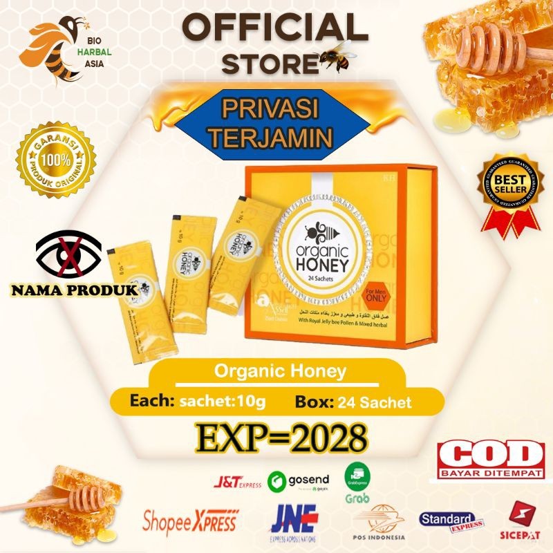 

madu pria Organic Honey Royal Honey Vip Ori 1Box=24 Sachet EXP 2028
