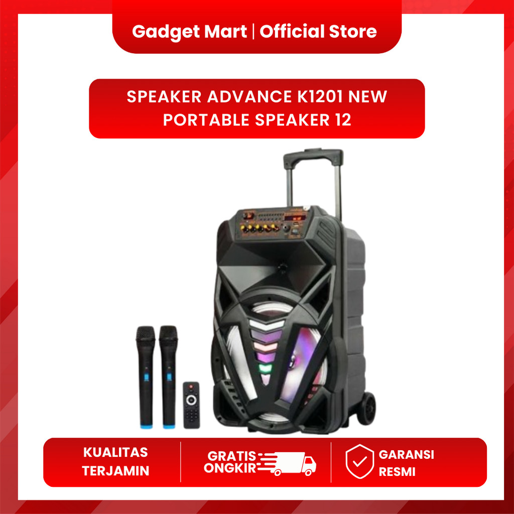 Speaker Advance K1201 NEW Portable Speaker 12 Inch Free 2 Microphone