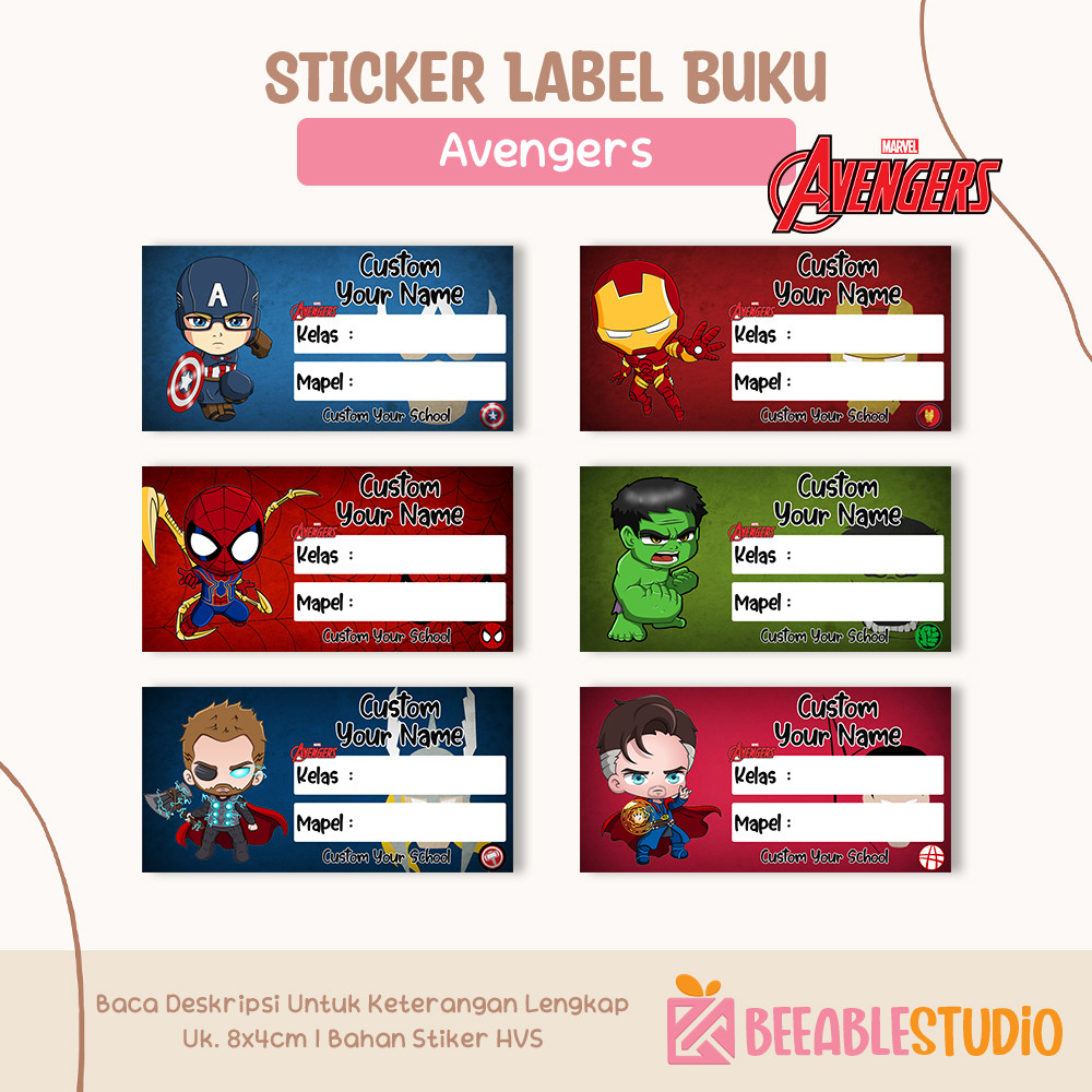 

[40pcs] Sticker Buku Avengers Spiderman Batman Superhero Stiker Label Nama Buku Tulis Pelajaran Anak Sekolah