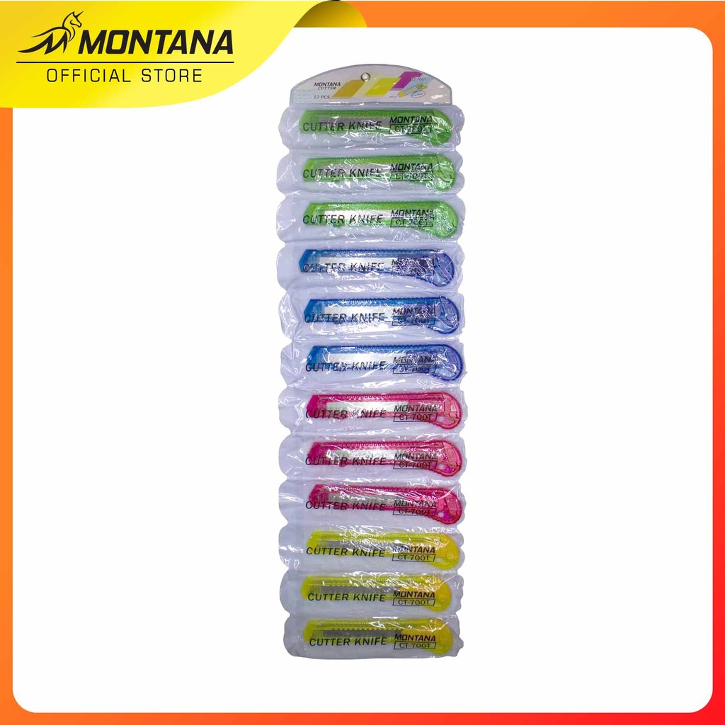 

MONTANA Cutter Pisau Pemotong 15 x 3 cm 12 Pcs Blade Knife Serbaguna CT-700/Lusin
