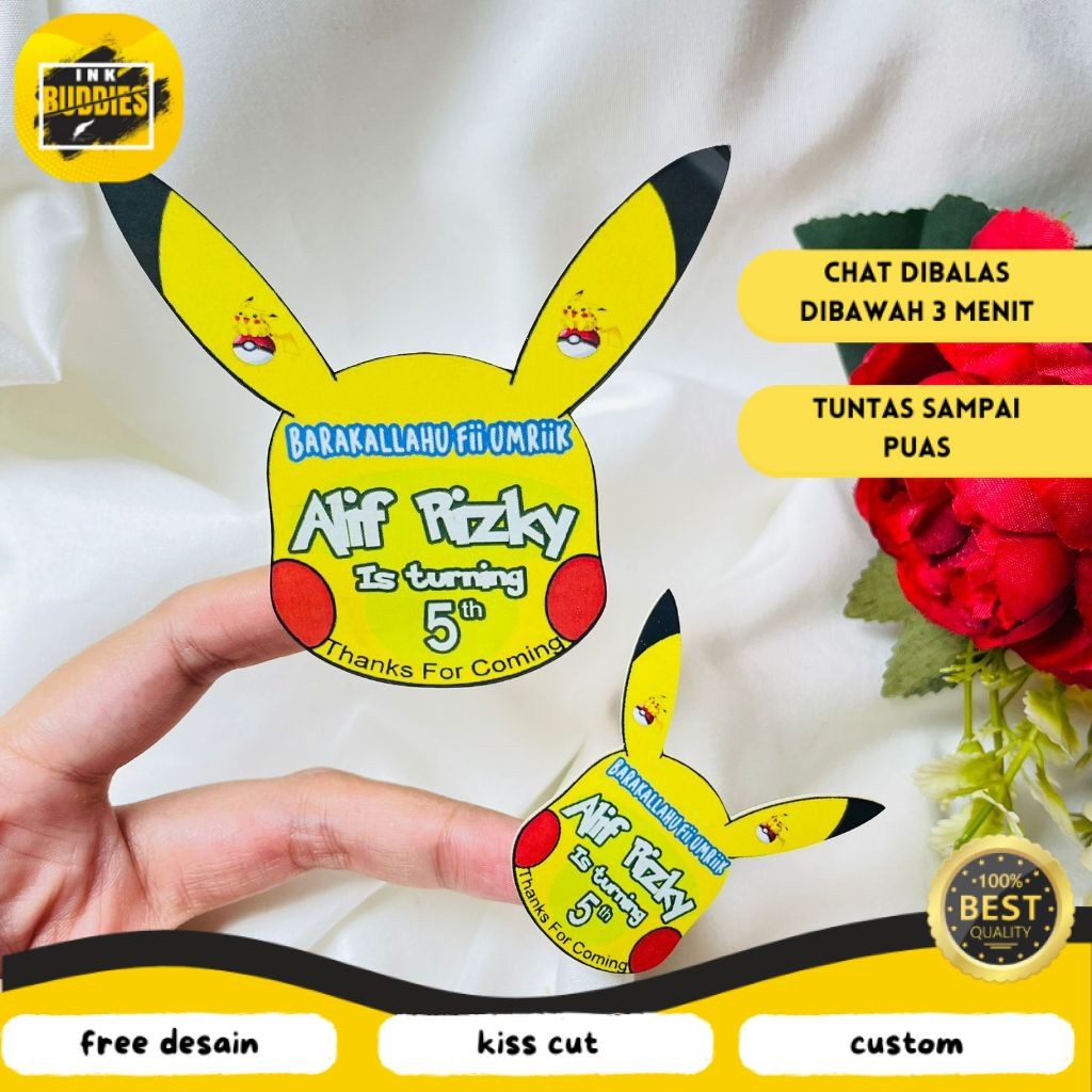 

INB Sticker Karakter Ulang Tahun Taun Anak Stiker Label Hampers Ultah Birthday Bentuk Custom UkBesar