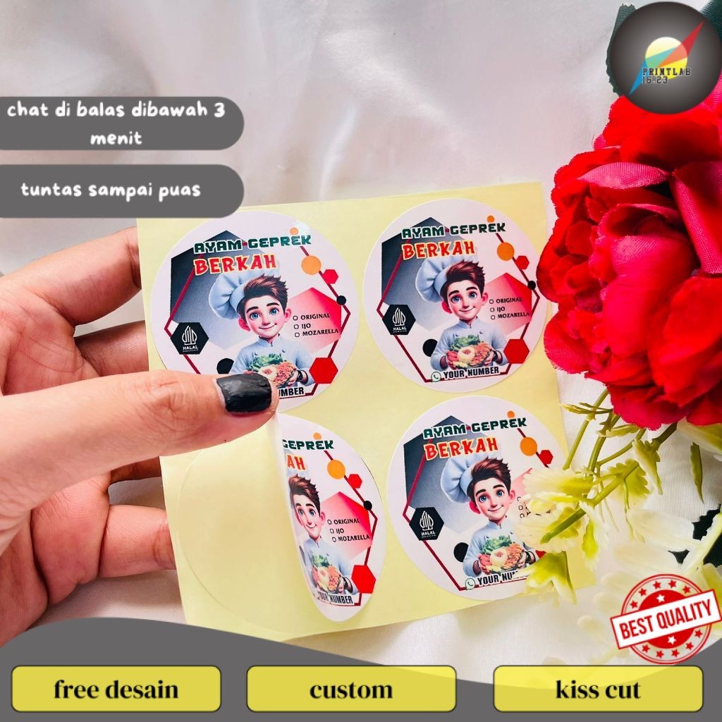 

PrintLab 2-4 Ready Stiker Makanan Ayam Geprek Label Box Kardus Catering, Fried Chiken Free Desain
