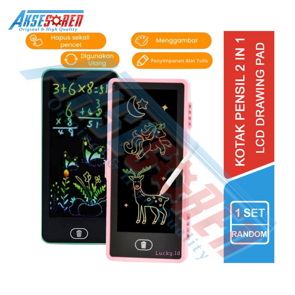 

Aksesoren Tempat Pensil Pintar 2in1 + LCD Drawing Pad Anak / Kotak Pinsil Multifungsi Papan Gambar Digital / Wadah Alat Tulis