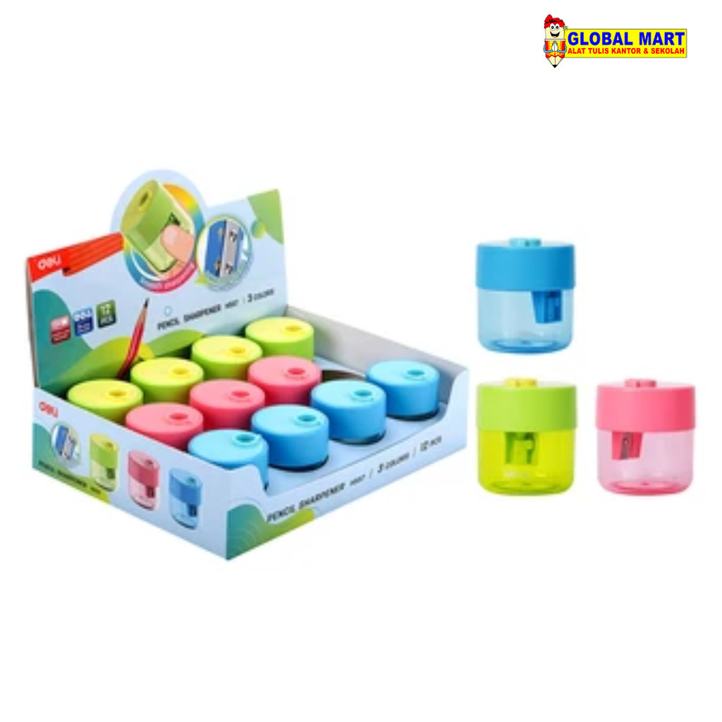 

Rautan Pensil Mini Deli EH557 Manual Praktis Portable Warna Pastel Random untuk Anak