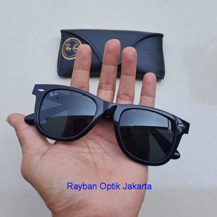 Kacamata pria RB2140 rayban wayfarer original - Hitam Glossy