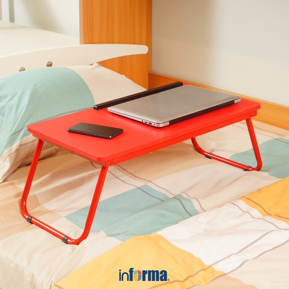 Informa Oxy Meja Laptop Lipat Anak - Merah Folding Table Foldable Study Desk Mini Serbaguna Tatakan 