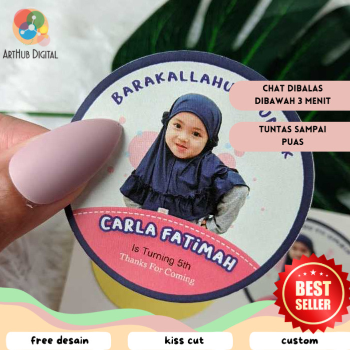 

AHD 5-8 Sticker Ulang Tahun Anak Bulat Stiker Chromo Ultah Free Desain Template Happy Birthday