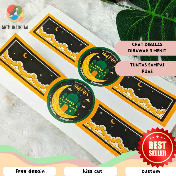

AHD Cetak Sticker Segel Bentuk Jam Tangan Idul Fitri Stiker Label Lebaran Ramadhan Custom
