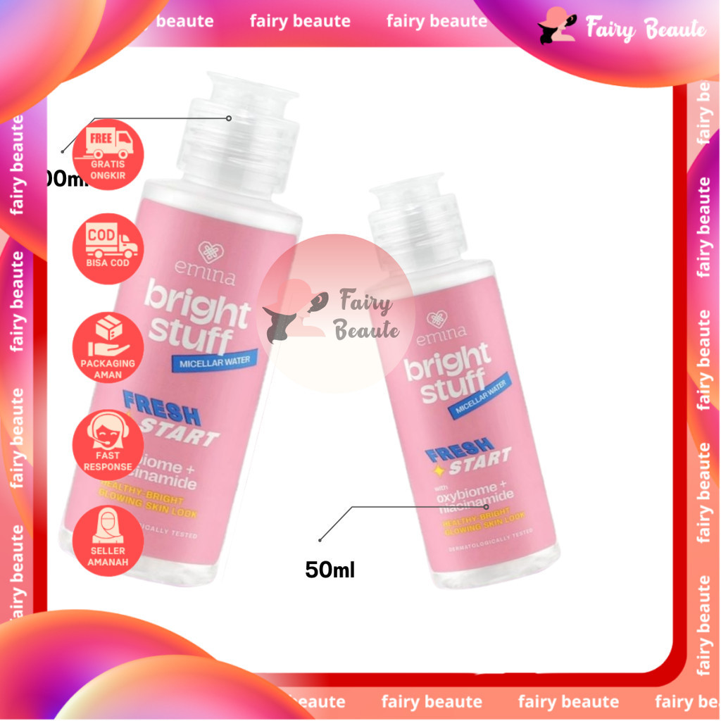 Emina Bright Stuff Micellar Water -  Pembersih Wajah Cerah Glowing Pembersih Makeup Emina