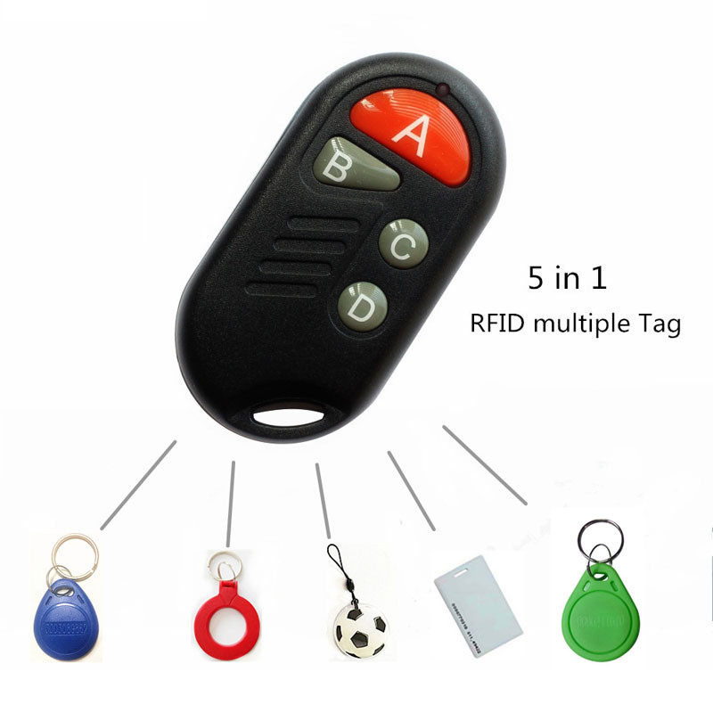

1pcs/Lot RFID multiple Key fob 5 in 1 125khz T5577 EM ID writable IC 13.56Mhz 1k S50 UID changeable key fob tag