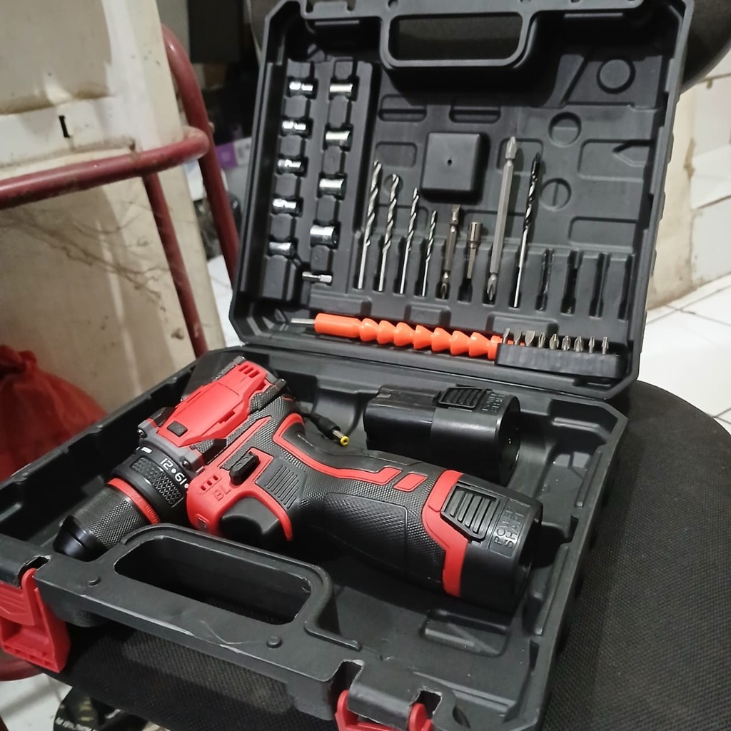 ELLKA Mesin Impact Bor 198V 3IN1Mesin Bor Bor Baterai Bor Listrik  Impact Drill Cordless Electric Dr